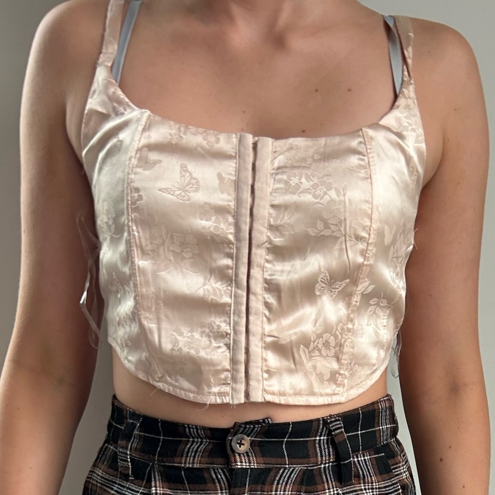Champagne with floral design corset top